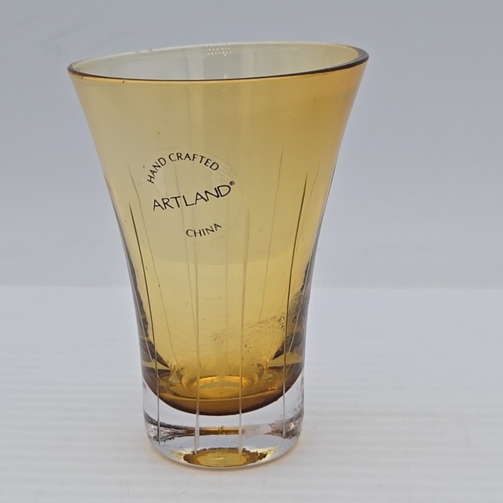 BAR: SHOT‎ GLASS, Twister ARTLAND, 2 Oz, glass, Brown-etched stripes